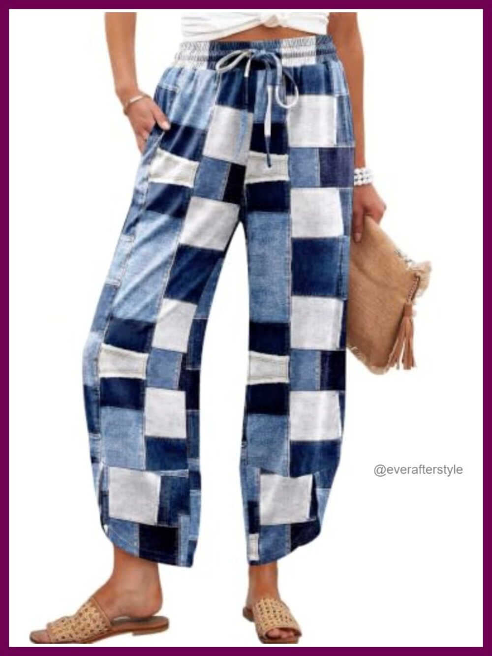 Wide Leg Barrel Pants Palazzo Capri High Waisted Cropped Trousers with Pockets